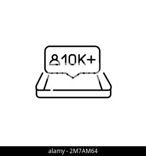 Isometric smartphone with new followers notification. Pixel perfect, editable stroke line icon Stock Vector