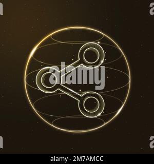 Digital connectivity technology icon vector in gold on gradient background Stock Vector
