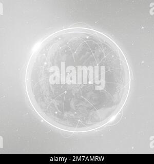 Global network technology icon vector in white on gradient background Stock Vector