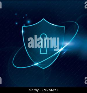 Lock shield vector cyber security technology in blue tone Stock Vector