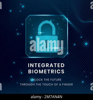 Integrated biometrics technology template vector with lock icon Stock Vector