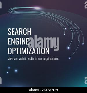 SEO technology template vector for social media post in dark blue tone Stock Vector