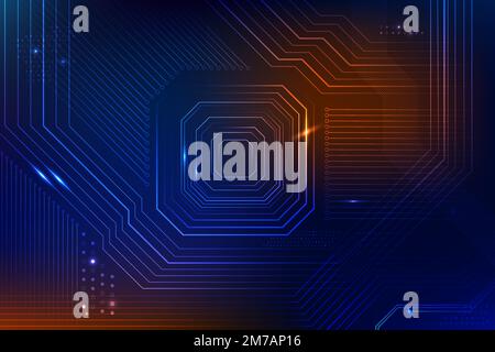 Blue futuristic microchip background vector data disruptive technology Stock Vector