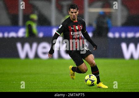 Milan, Italy. 08 January 2023. Brahim Diaz of AC Milan  in action during the Serie A football match between AC Milan and AS Roma. Credit: Nicolò Campo/Alamy Live News Stock Photo