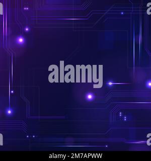 Futuristic networking technology background vector in purple tone Stock Vector