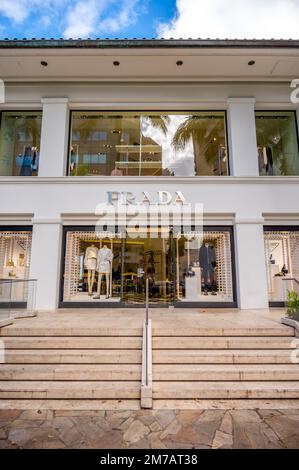 Honolulu, Hawaii - January 1, 2022: Exterior of the Prada store in Waikiki. Stock Photo