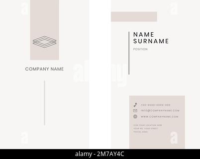 Beige business card vector editable template Stock Vector