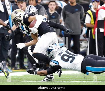 New Orleans Saints wide receiver Chris Olave (12) during an NFL football  game against the Carolina Panthers, Sunday, Jan. 8, 2023, in New Orleans.  (AP Photo/Tyler Kaufman Stock Photo - Alamy