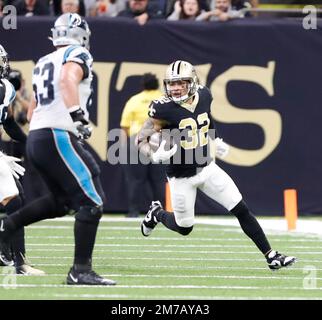 New Orleans Saints safety Tyrann Mathieu runs during the first half an NFL  football game between the Carolina Panthers and the New Orleans Saints in  New Orleans, Sunday, Jan. 8, 2023. (AP