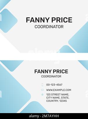 Editable business card template vector in white and blue modern design Stock Vector
