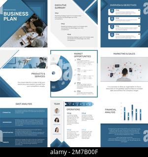 Professional business presentation template vector social media post set Stock Vector