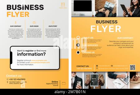 Editable business flyer template vector in yellow modern design Stock Vector