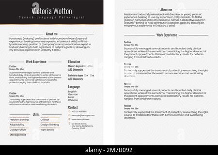 Luxury resume editable template vector in black and gold Stock Vector