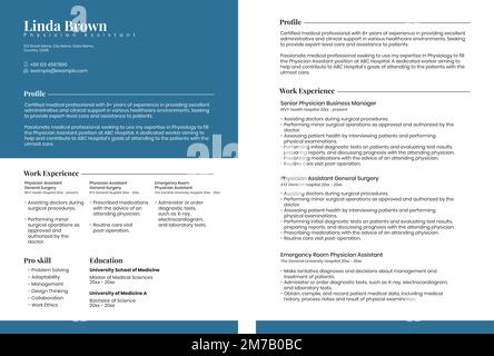Minimal resume editable template vector in blue Stock Vector