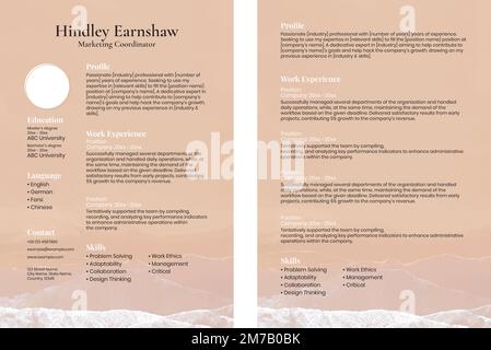 Pastel aesthetic resume template vector in orange Stock Vector