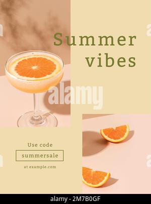 Summer sale flyer template vector in colorful tone Stock Vector