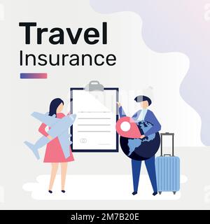 Travel insurance template vector for social media post Stock Vector