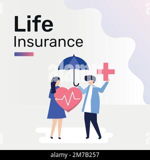 Life insurance template vector for social media post Stock Vector