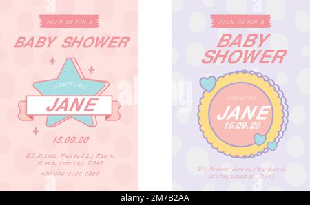 Cute baby shower invitation card templates vector Stock Vector