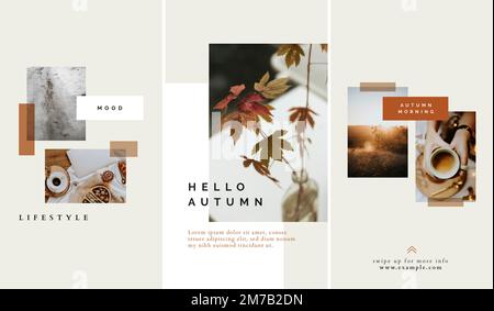 Autumn color  tone social media blog mobile phone template vector Stock Vector