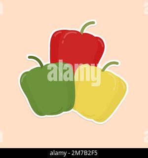 Vector colorful bell pepper food sticker clipart Stock Vector