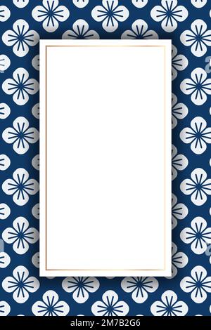 Gold frame on Japanese seamless pattern vector Stock Vector