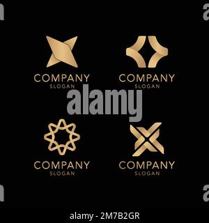 Golden company logo collection vector Stock Vector