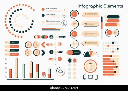 Orange  infographic design elements vector collection Stock Vector