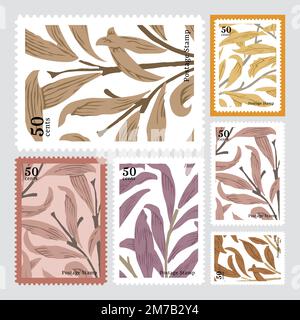 William Morris pattern stamp vector set Stock Vector