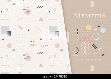 Beige Memphis seamless pattern vector Stock Vector