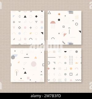 Beige Memphis seamless pattern vector set Stock Vector