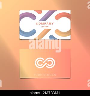Orange business card design vector Stock Vector