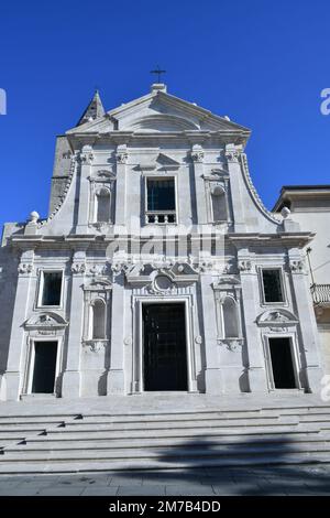 The facade of the cathedral in Melfi, a square of the historic town in southern Italy. Stock Photo