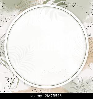 Round leafy watercolor frame vector Stock Vector