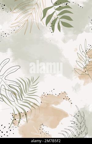 Beige leafy watercolor background vector Stock Vector