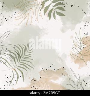 Beige leafy watercolor background vector Stock Vector