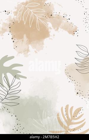 Beige leafy watercolor background vector Stock Vector