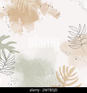 Beige leafy watercolor background vector Stock Vector