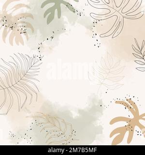 Beige leafy watercolor background vector Stock Vector