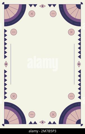 Ethnic geometrical patterned blank purple frame vector Stock Vector