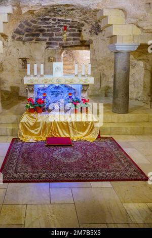Nazareth, Israel - January 06, 2023: View of the crypto (grotto) in the Basilica of the Annunciation, in Nazareth, Israel Stock Photo