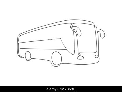 Bus One line drawing on white background Stock Vector