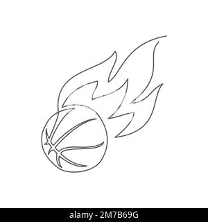 Basketball One line drawing isolated on white Stock Vector