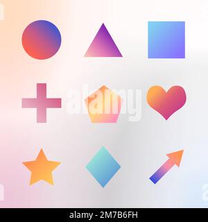 Colorful gradient geometric shapes set vector Stock Vector