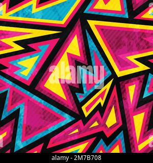psychedelic colored geometric seamless pattern Stock Vector
