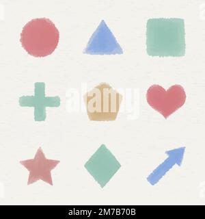 Colorful watercolor geometric shapes set vector Stock Vector
