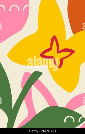 Bright and colorful flower patterned poster vector Stock Vector