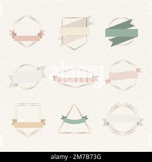 Gold frames with ribbon banners set vector Stock Vector