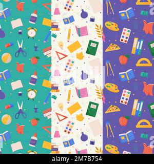 Set of school and education related objects seamless pattern. Vector illustration. Stock Vector