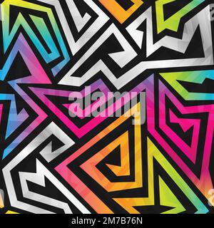 rainbow maze seamless pattern Stock Vector